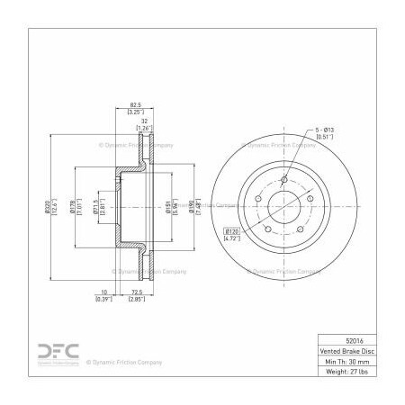 Dynamic Friction Co DFC GEOSPEC Coated Rotor - Blank - Dynamic Friction Company 604-52016 604-52016